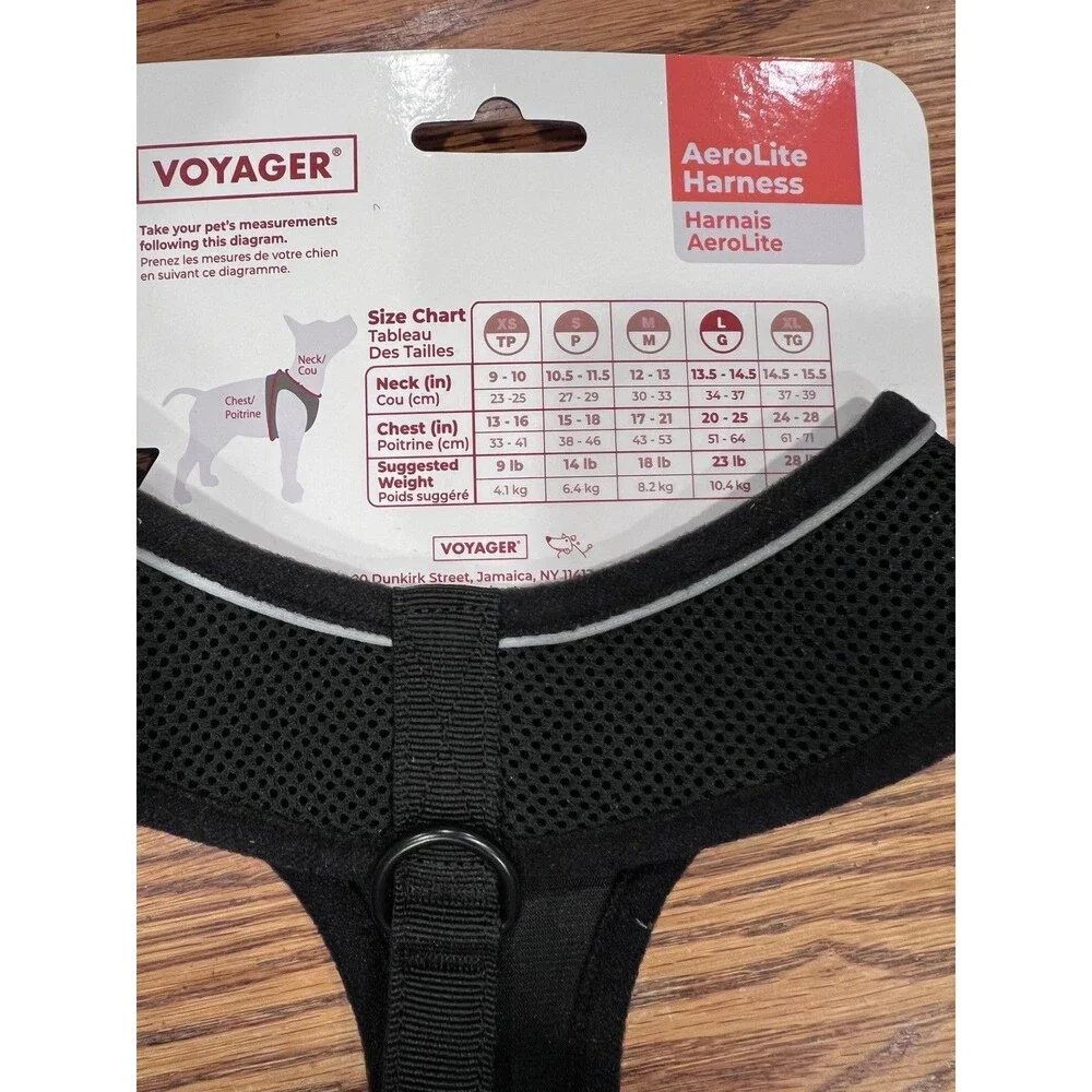Voyager Aerolite No-Pull Dog Harness Size Large Reflective Adjustable Black New